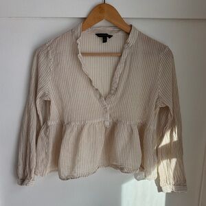 Banana Republic Striped Cream Women's Top